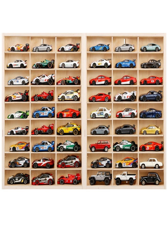 YEXEXINM for Hotwheels Wooden Display Case,54 Space 1/64 Scale Toy Car Display Case Fit for Hotwheels Wooden Storage Display Shelf for Toy Cars Wall Mount Model Car Display Organizer Fit for Matchbox Diecast - Image 1
